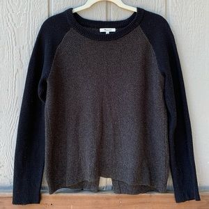 Madewell grey color block split back knit sweater